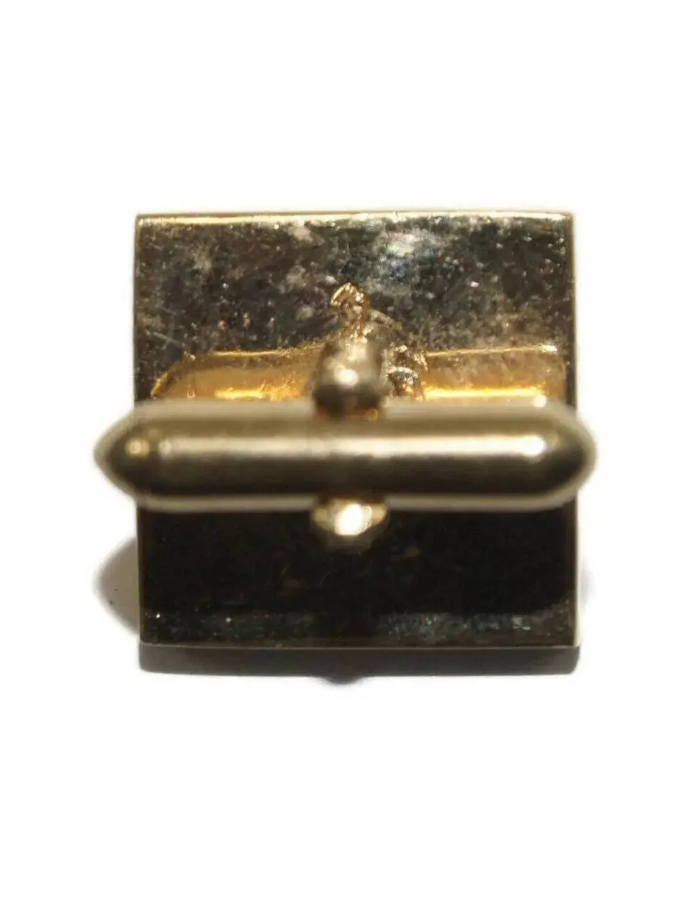 Vintage Swank Gold Tone Square Cuff Links. S in Pentagon Hallmark.